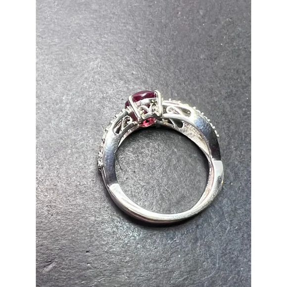 Ruby and zircon crisscross sterling silver ring size 9 - Picture 4 of 10